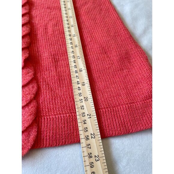 Anthropologie Moth Women's Coral Orange Wool Sweater With Leaf Appliqué Trim Y2K - Picture 10 of 11